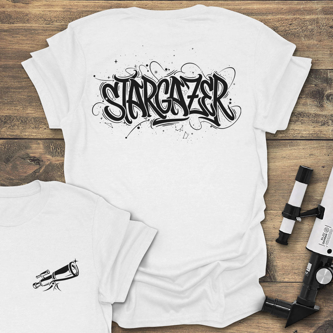 Stargazer Graffiti Back Print - White T-Shirt