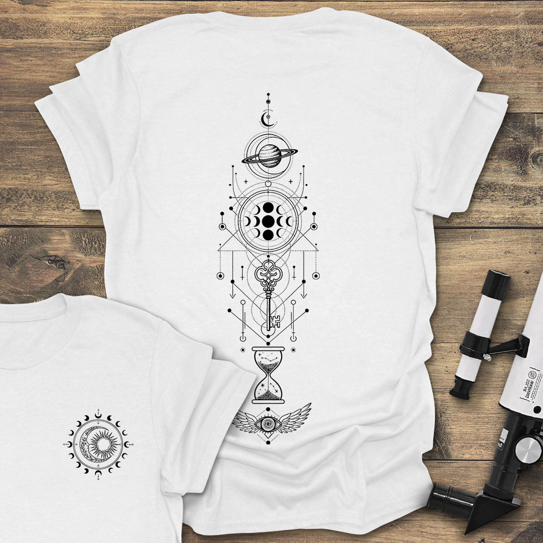 Mystic Astronomy Back Print - White T-Shirt