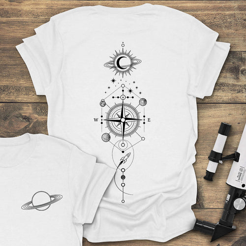 Cosmic Compass Back Print - White T-Shirt