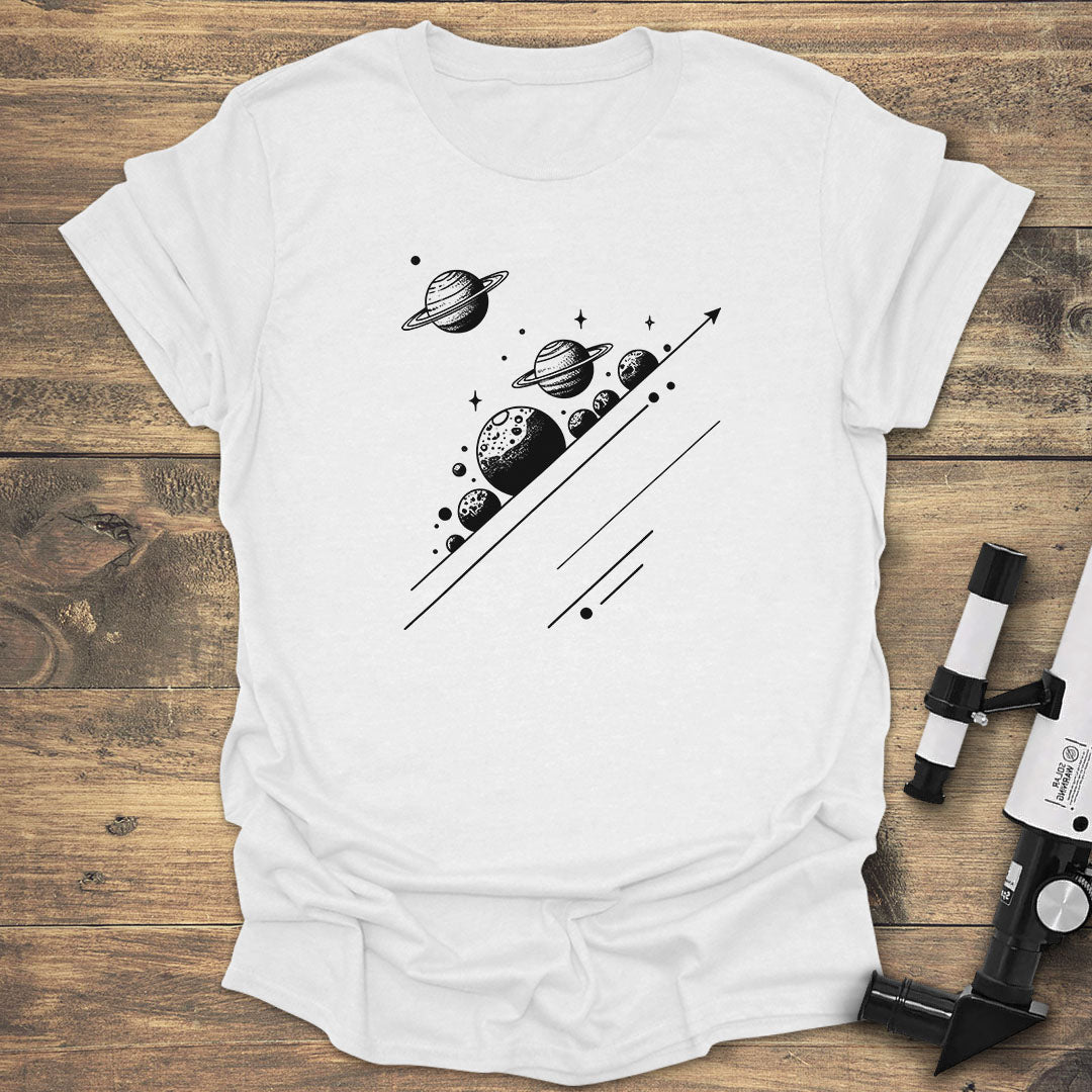 Orbiting Planets Minimalist - White T-Shirt